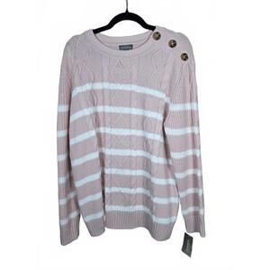 STYLE CO WOMENS STRIPED CABLE-KNIT BUT COUNTRY ROSE XL
